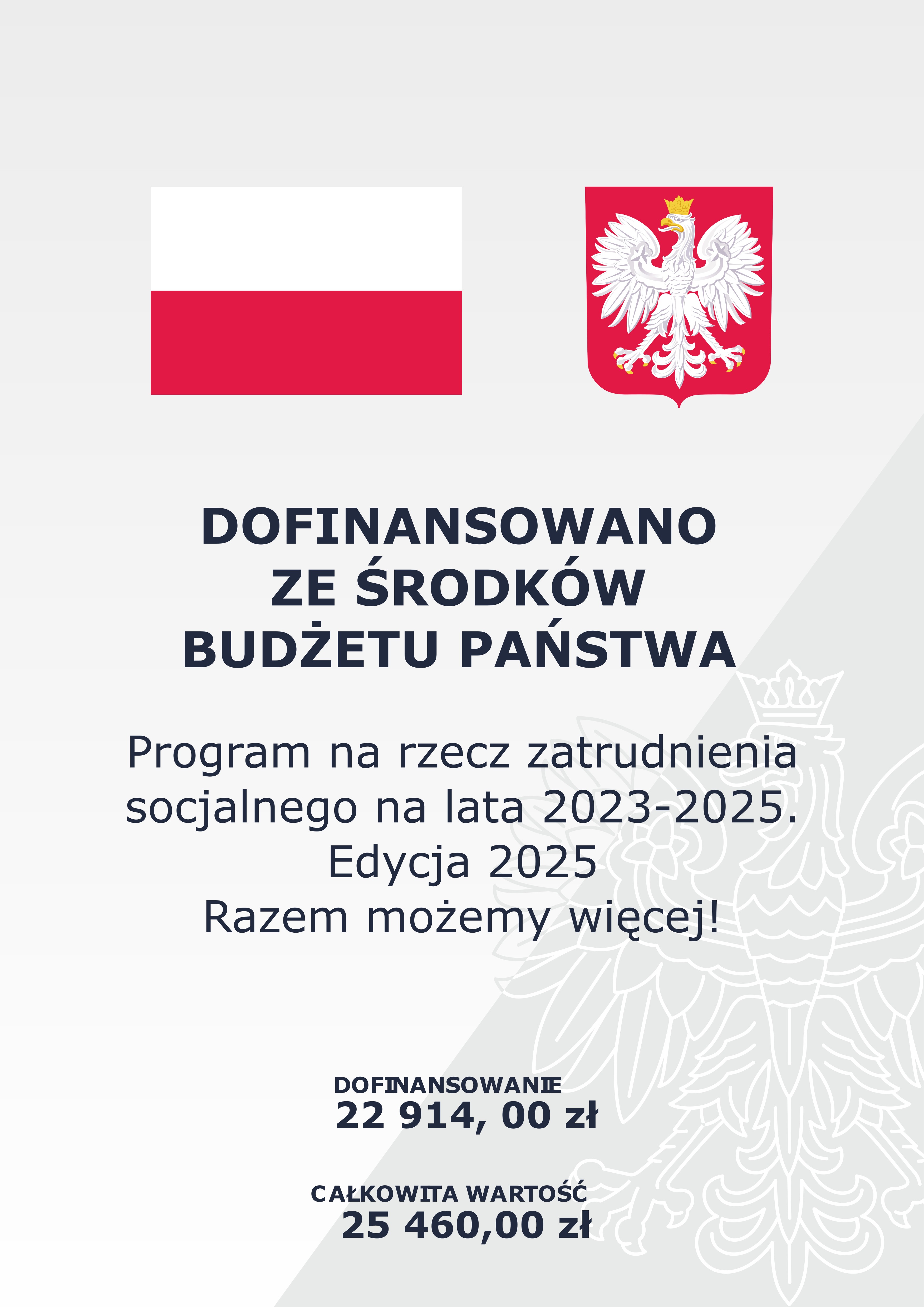 Obraz informujący o przyznaniu środków finansowych na realizację projektu.